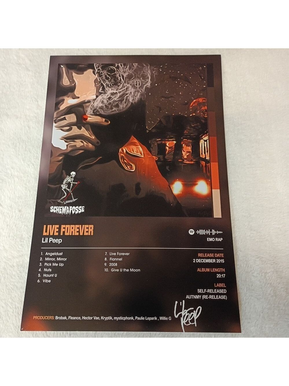 🆓 Free W/Purchase Lil Peep Live Forever Album Cover Thick Cardstock Poster